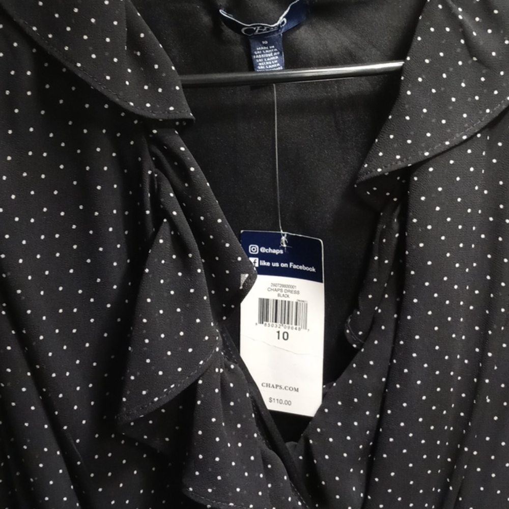 NWT CHAPS Black Polka dot DRESS 🖤 - Picture 3 of 6
